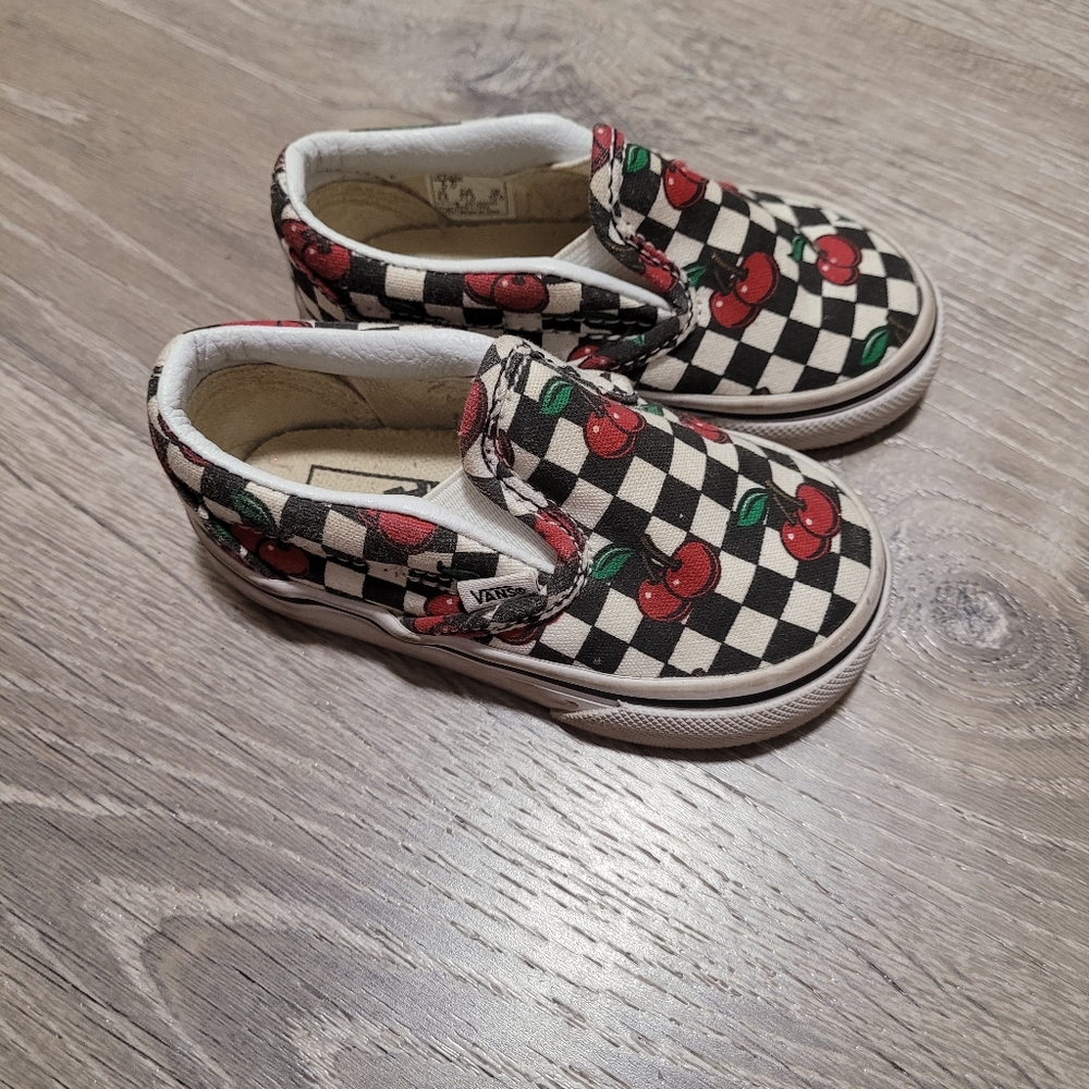 Cherry Checkered Slip On Vans
